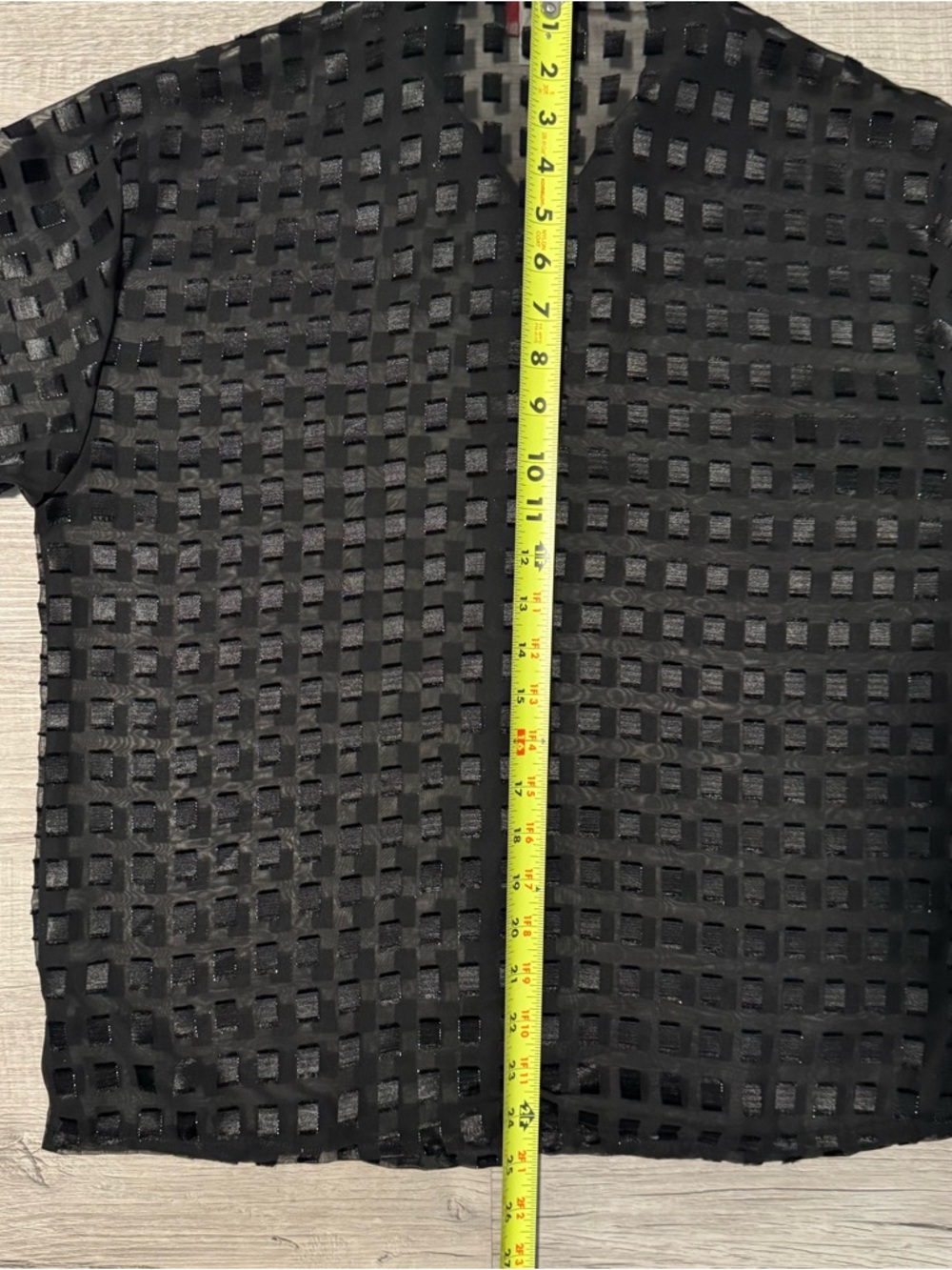 Notations Woman Black Sheer Button Front Blouse Sz S Square Grids Made In USA - Picture 9 of 12